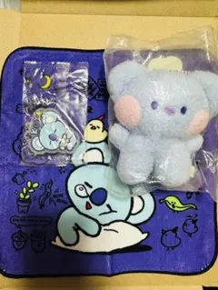 mininiぬいぐるみキーホルダーコヤ1つとミニタオル、キーホルダーセット