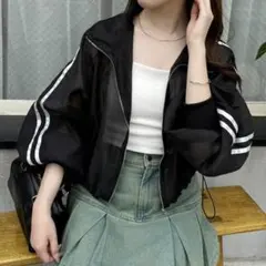 ワンアフターアナザー ナイスクラップ　ライン入りシアーブルゾン