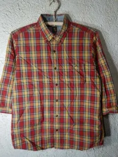 9670　タケオ　キクチ　7分袖　チェック　デザイン　ボタンダウン　シャツ