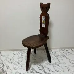 A2E25■タイル付き 猫型椅子 アンティーク 飾り台 折りたたみ式