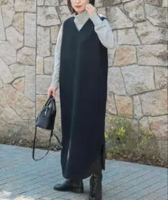 FORK&SPOON バックジップノースリーブワンピース