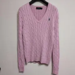 Polo Ralph Lauren ピンク ケーブルニット Vネック セーター
