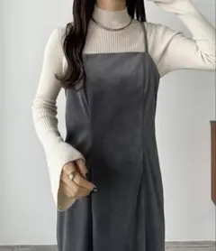 ⚫︎新品未使用⚫︎callautia ベロア調Iラインキャミワンピース　JUNOAH