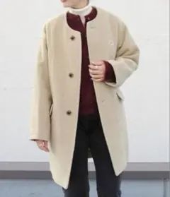 DANTON ライトパイル ウールモッサカラーレスコート