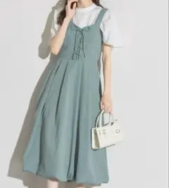 フロントレースアップバルーンジャンパースカート