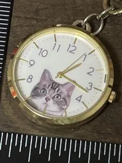 Nattito 猫モチーフ 懐中時計 バッグチャーム ミラー付き - メルカリ