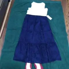 ♥春夏ネイビーフレアロングスカート＆タンクトップセット♥