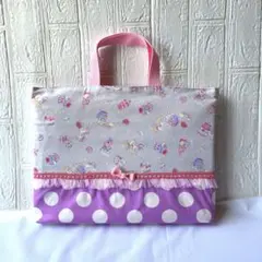 レッスンバック　ハンドメイド　ユニコーン パープルドット①