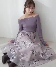 プロポーションボディドレッシング ラバーフラワータックスカート