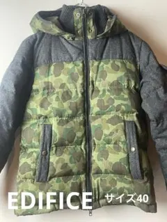 EDIFICE 迷彩柄 フード付きダウンジャケット