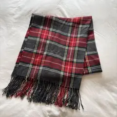 ウール100% タータンチェックマフラー