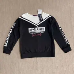 新品未使用　裏起毛オフショルデザイン　重ね着風トレーナー 　黒　140