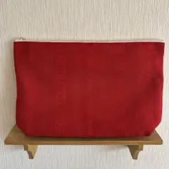No.400 帯リメイク　ファスナーポーチ　大　赤