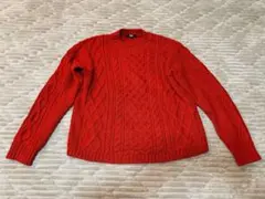 UNIQLO レッド ケーブルニットセーター　Lサイズ　レディース　ニット