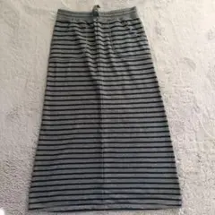 X'tyle ボーダー ロングスカート グレー L