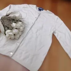 美品ランズエンドカシミヤ100%カーディガンクルーネックアイボリー M相当 XS