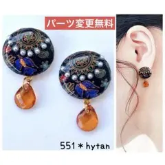 1351 ドット リボン ゴールド ハンドメイド ピアス イヤリング 大ぶり