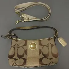 【良品】COACH シグネチャー ハンドバッグ 2way キャンバス レザー