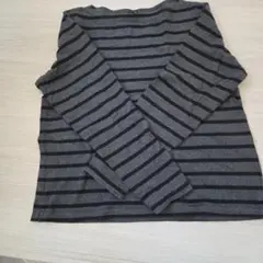 UNIQLO 長袖Tシャツ L グレーと黒のストライプ