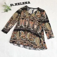 s.1523【セントヘレナ】長袖 カットソー 総柄 個性的 テロテロ 透け感あり