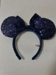 スパンコール ミニー耳カチューシャ ネイビー
