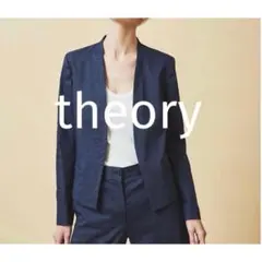 セオリー　ノーカラージャケット　リネンジャケット　長袖　トップス　ネイビー　4のサムネイル
