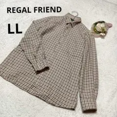 リーガルフレンド 長袖ネルシャツ メンズ チェック柄 茶系 綿 トップス/LL