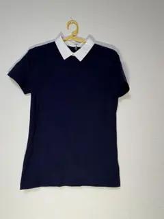 ブルックスブラザーズ　ネイビー ポロシャツ 白襟付き ジッパー