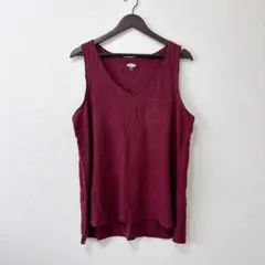 オールドネイビー タンクトップ Ｖネック ラウンドヘム XL 赤 綿 レジャーのサムネイル