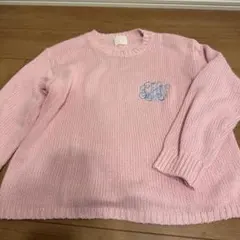 JHNピンク ニットセーター 刺繍入り 長袖