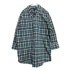 ギャップ　シャツ　XL ブルー　グリーン　七分袖　チェック　大きめ