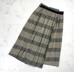 スタニングルアー ラップ風プリーツチェックスカート ブラウン系 F*OD700