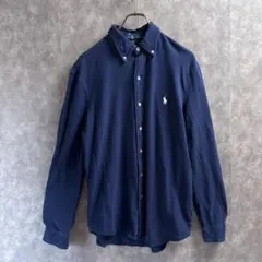 や*ま様 ラルフローレン 鹿の子系メッシュコットンシャツ 紺 ゆるダボビッグシル