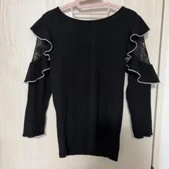 INGNI ブラック フリル 五分袖 トップス