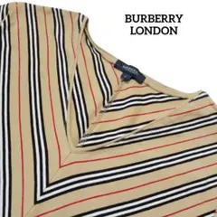 BURBERRY LONDON ノバチェック Vネック 半袖Tシャツ Beige