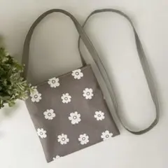 お花柄グレーベージュ♡キッズポシェット♡ハンドメイド
