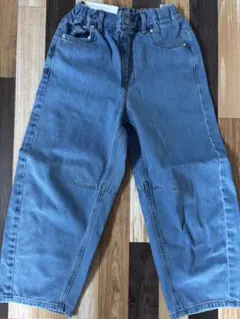 GU デニム バレルレック ジーンズ ラインストーン130ブルー 未使用タグ付き