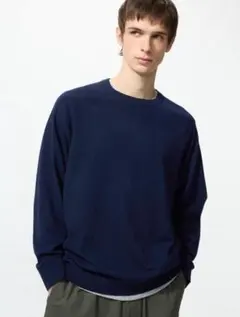 ユニクロ ウォッシャブルクルーネックセーター ネイビー