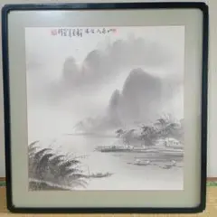 真作】絵画 油彩（色紙） 青の水中に遊ぶ魚群 躍動感あふれる抽象絵画
