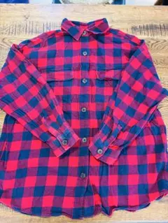 GU Lサイズ　チェックシャツ 長袖 レッド ネイビー　ネルシャツ
