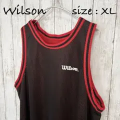 【90s】Wilson ウィルソン ダブルメッシュ バスケシャツ XL 黒赤のサムネイル