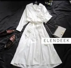 ELENDEEK ✨️ウエストリボン付き開襟マキシ丈ロングシャツワンピース 01