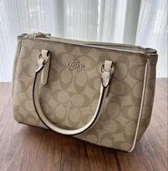 COACH コーチ シグネチャー 2WAY ショルダーバッグ ベージュ ホワイト