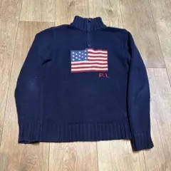 POLO RALPH LAUREN ハーフジップセーター　SIZE L 星条旗