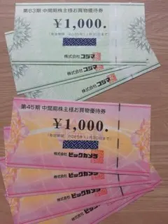 ビックカメラ ・ コジマ 株主優待 7000円分