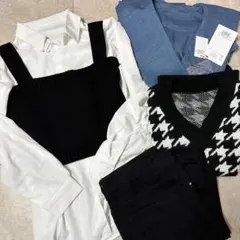 青白シャツと黒パンツのセットダンボール80サイズにおまけ付き