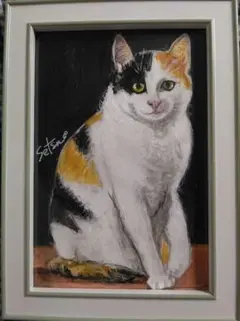 三毛猫 手描き原画（フレーム付き）