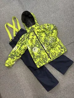 子ども用スキーウェア 蛍光イエロー/ネイビー