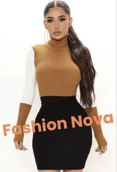 Fashion Nova♡未使用♡タートルネックニットリブミニワンピース