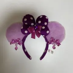 ディズニー ミニーちゃん カチューシャ 紫 イヤリング